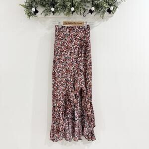 Aritzia Dress Forum Floral Ruffle High Low Maxi Skirt Small LB Cottage Core
